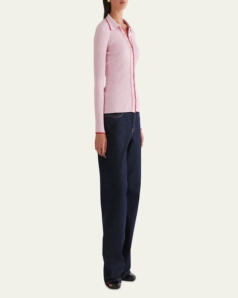 Ashlen Ribbed Button-Front Top