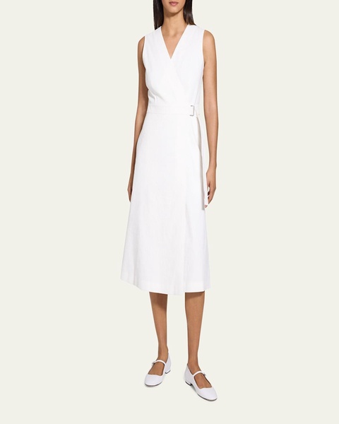 Sleeveless A-Line Wrap Dress