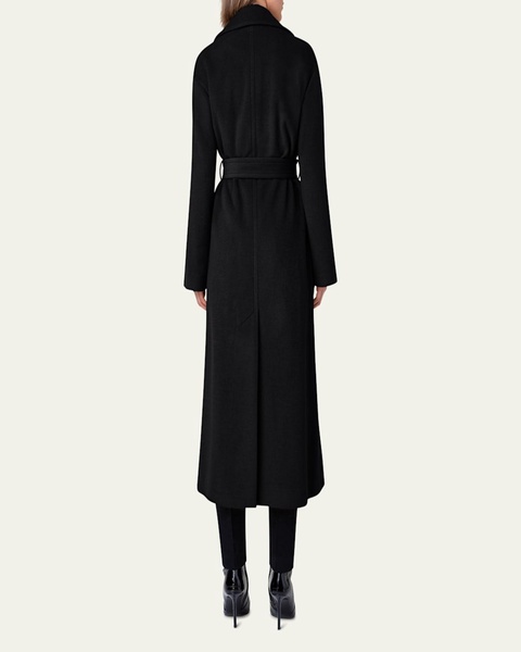 Long Double-Breast Belted Wool-Cashmere Coat