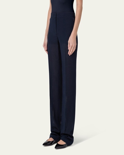 Carl High-Rise Straight-Leg Seersucker Pants