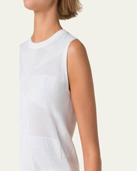 Cotton-Blend Jacquard Trapeze Rayonnant Knit Top