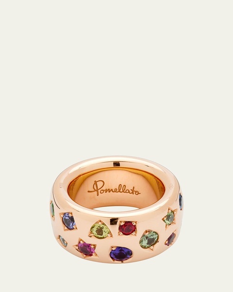Iconica Maxi 18K Rose Gold Ring with Multicolor Gemstones