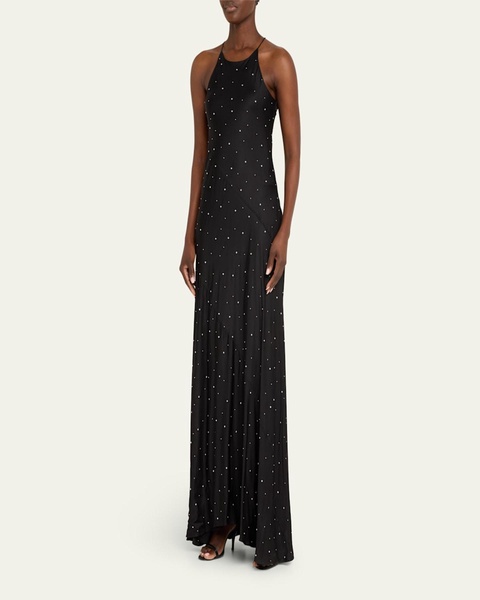 Sybil Stud-Embellished Halter Maxi Dress