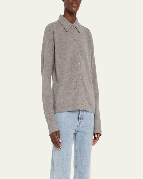 Cashmere Knit Button-Front Cardigan