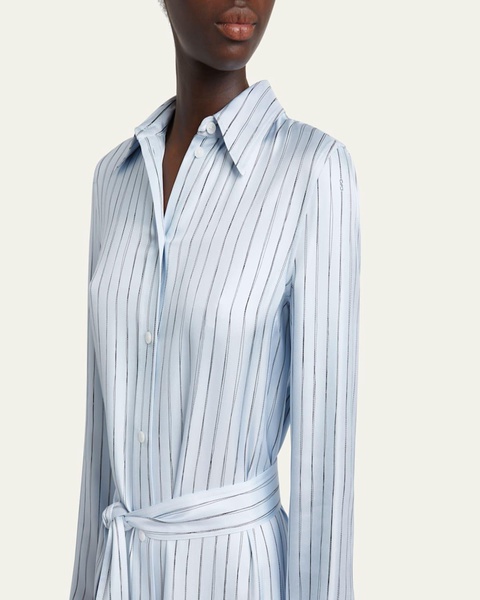 Hannah Stripe Silk Twill Ankle Dress