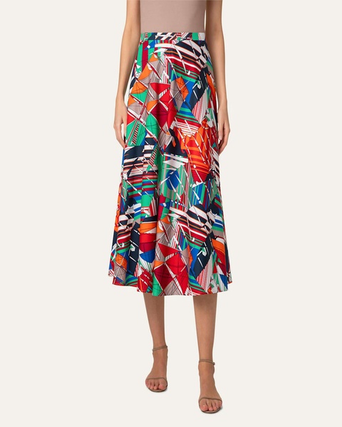 Sea Clipper Print Flared Midi Skirt