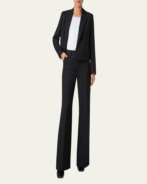 Adele Pinstripe Double-Breasted Short Jacket