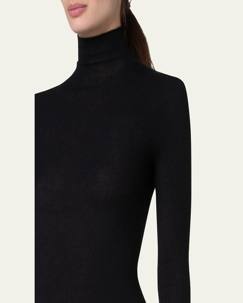 Cashmere-Silk Fine Ribbed Knit Pullover