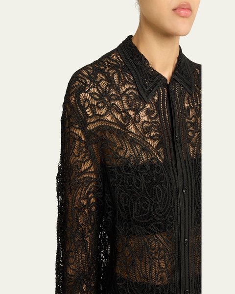 Blooming Threadwork Lace Shirt