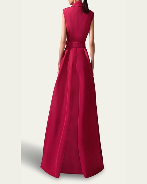 Belted Sleeveless Trench Gown