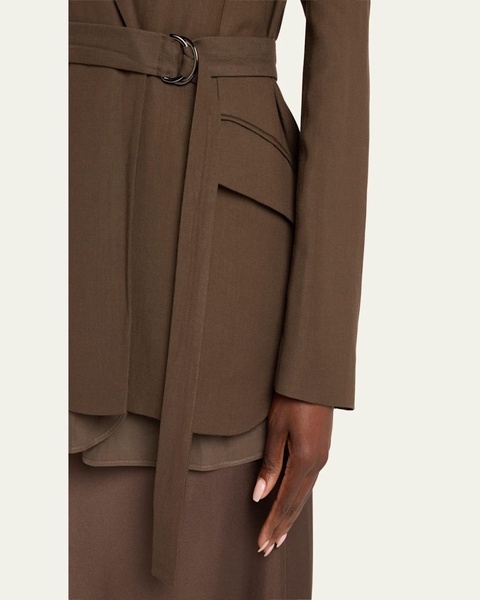 Belted Linen Twill Blazer