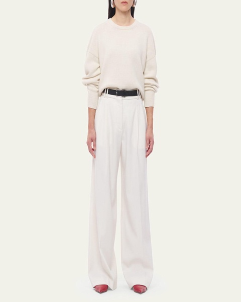 Pleated Wide Leg Wool Trousers