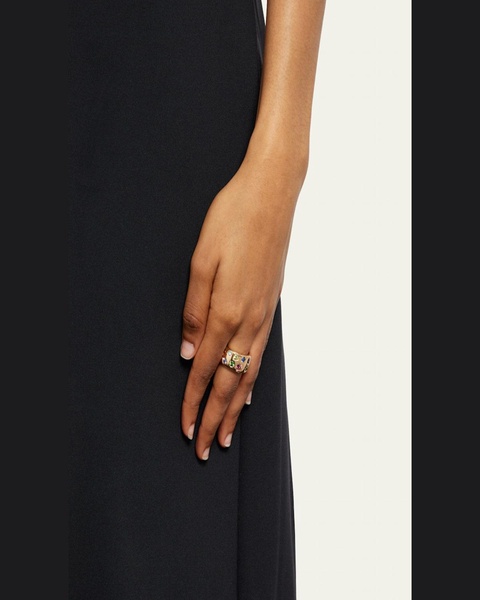 Iconica Maxi 18K Rose Gold Ring with Multicolor Gemstones