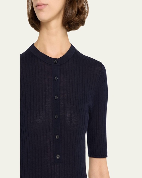 Fisher Buttoned Merino Wool Top