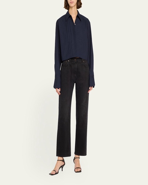 Cam Pleated Long-Sleeve Top