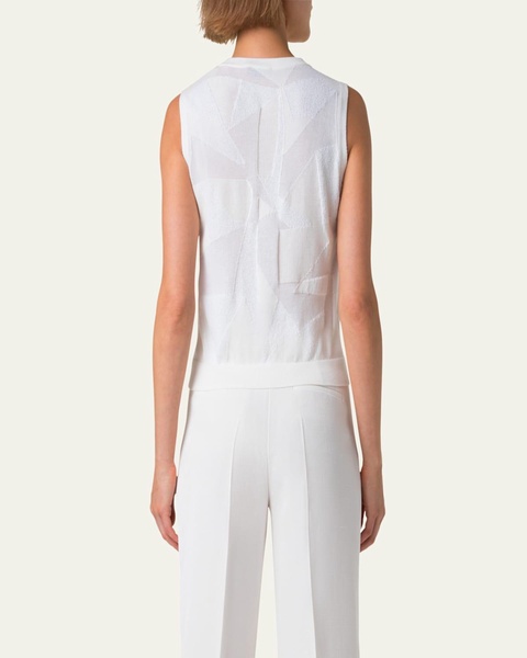 Cotton-Blend Jacquard Trapeze Rayonnant Knit Top