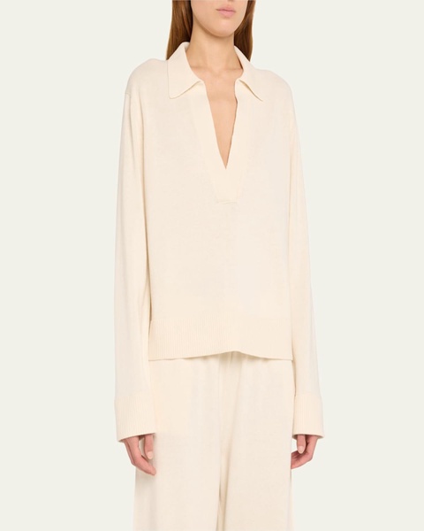 Bobbie Cotton and Cashmere Polo Sweater