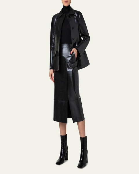 Whisper Lacquer Leather Jacket with Belt