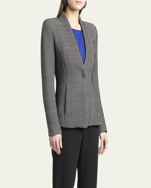 Diagonal Stripe Single-Breasted Jersey Jacket