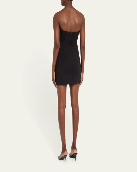Crystal Button Cluster Embroidered Draped Mini Dress