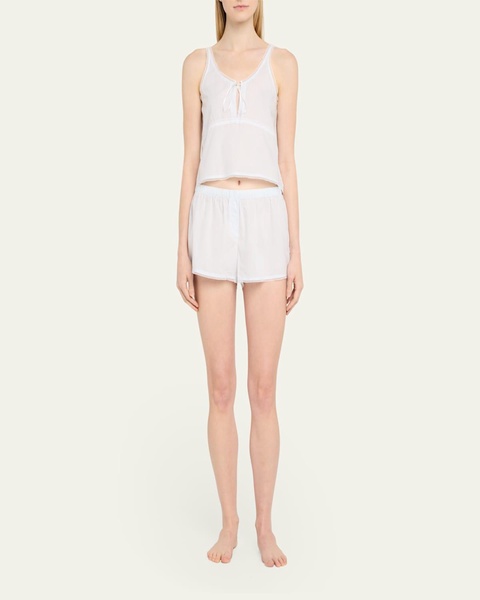 Gigi Striped Lace-Trim Cotton Boxer Shorts