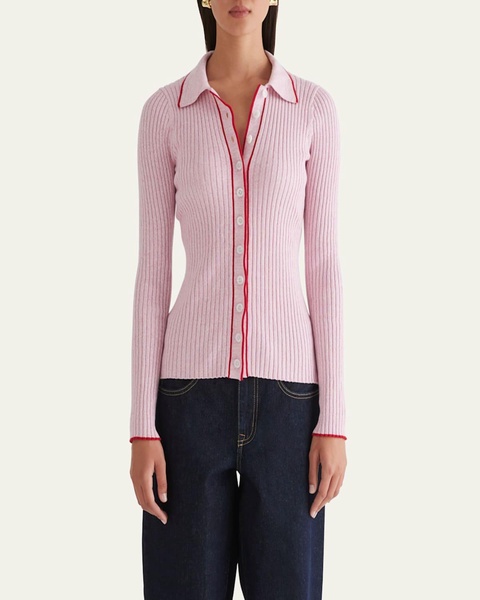 Ashlen Ribbed Button-Front Top