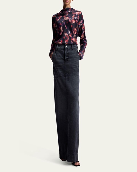 Georgia Abstract-Print Silk Top