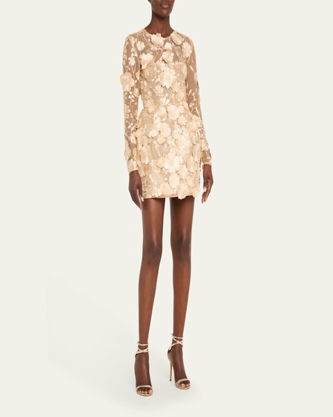 Bouquet Maraya Embroidered Illusion Mini Dress