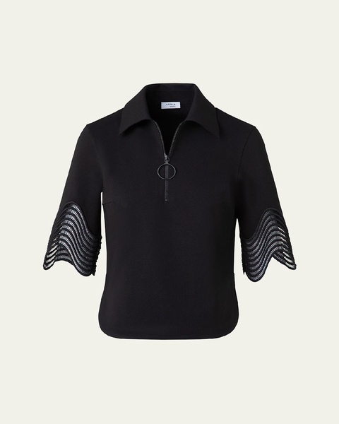 Waved Lace Borders Polo Jersey Shirt