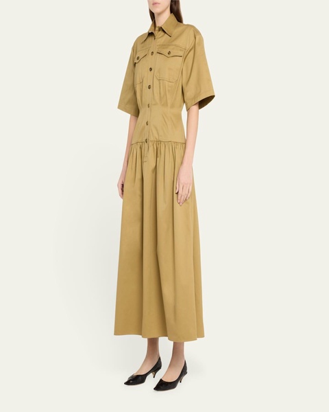 Drop Waist Skirt Cotton Twill Dress
