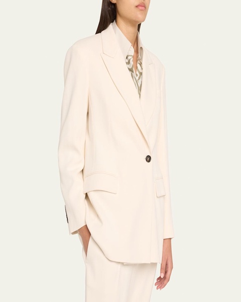 Diagonal Button-Front Viscose Blazer