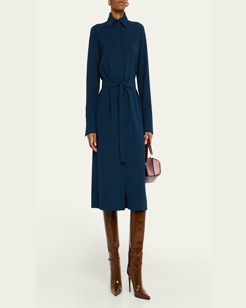 Belted Split-Cuff Shirtdress
