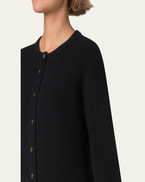 Short Ribbed Cashmere Cardigan