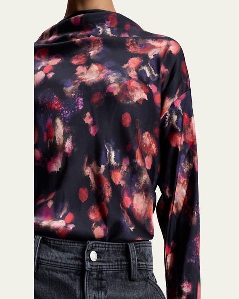 Georgia Abstract-Print Silk Top