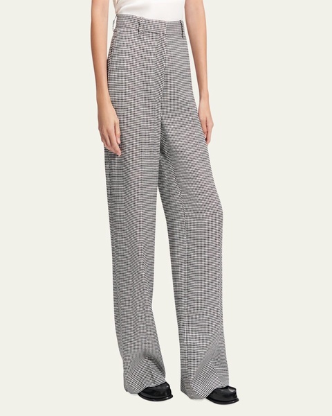Houndstooth Classic Straight Trousers