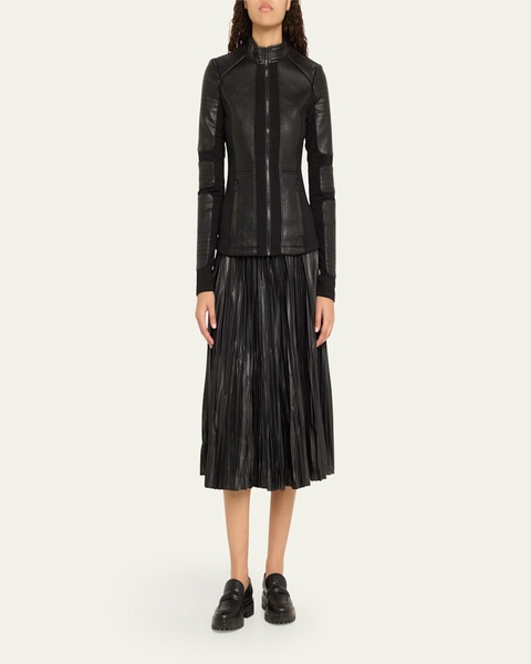 Zip-Front Faux Leather Moto Jacket