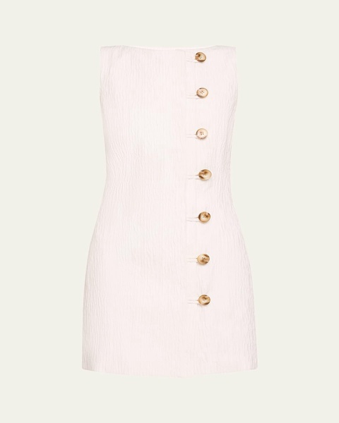 Olympia Button-Front Crinkle Mini Dress