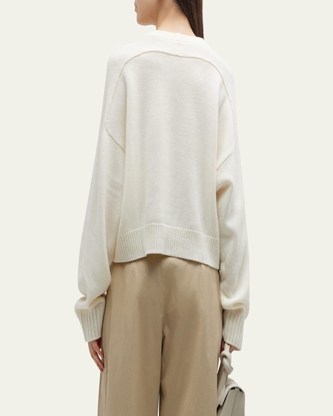 Bruzzi Wool-Cashmere Raglan-Sleeve Crop Sweater