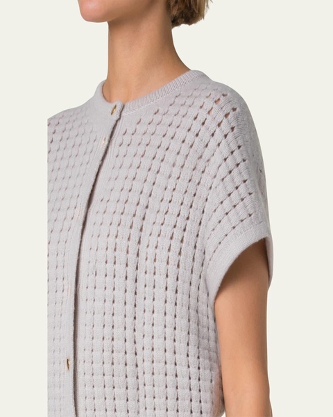 Cape-Sleeve Cashmere Cropped Cardigan