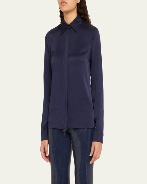 Hansen Charmeuse Button-Front Shirt