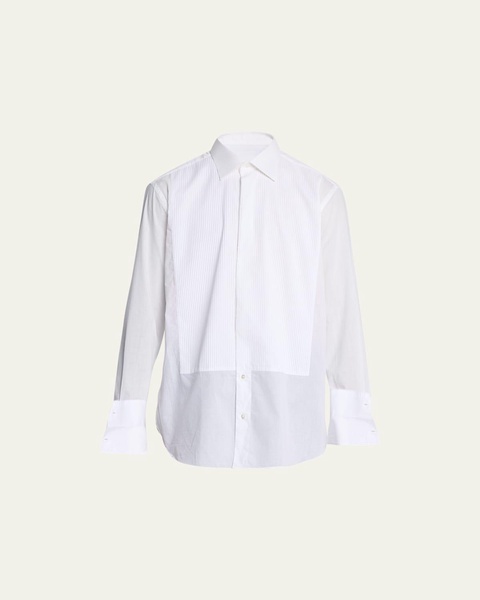 Pleated Poplin French-Cuff Dress Shirt