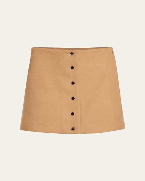 May Snap-Front Wool-Cashmere Mini Skirt