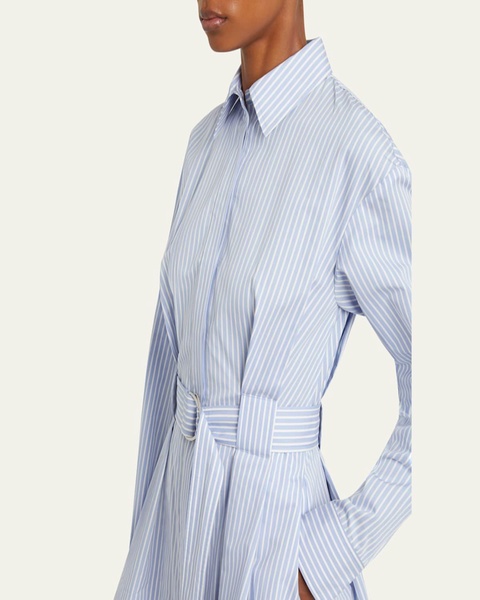 Violan Stripe Belted Poplin Mini Dress
