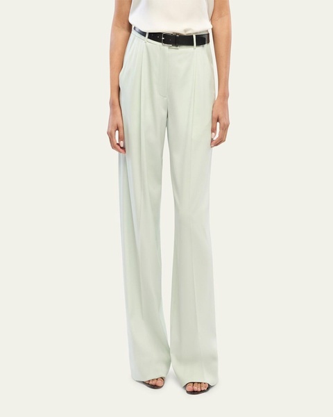 Pleated Wide-Leg Wool Pants
