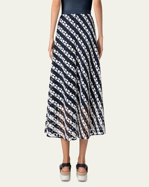 Two-Tone Lace Midi Skirt