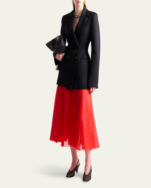Dex Pleated Silk Midi Skirt