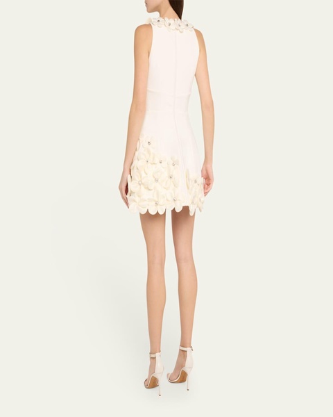 Estelle Deep V-Neck Floral Applique Mini Dress