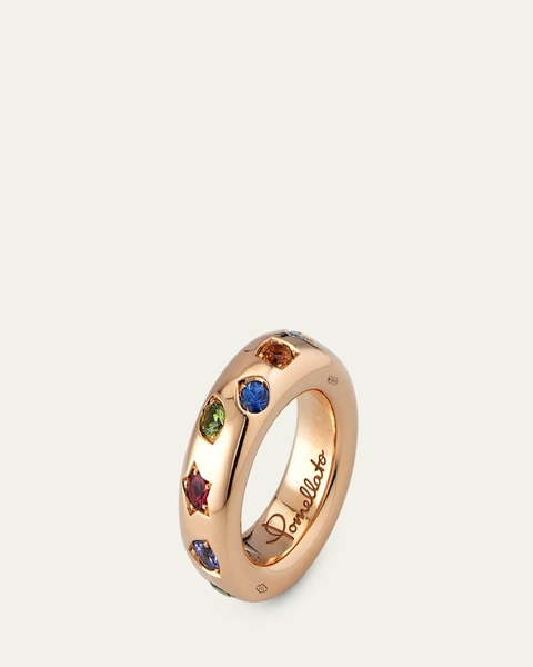 Iconica 18k Rose Gold Slim Multi Gemstone Ring