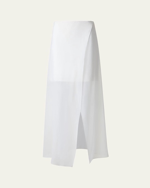 Long Organza Overlay Silk Double-Face Skirt