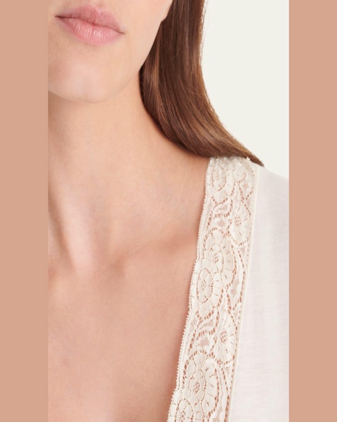 Cristal Lace-Trim Cotton Nightgown